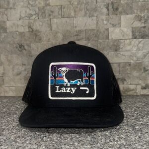 Black Lazy J trucker hat